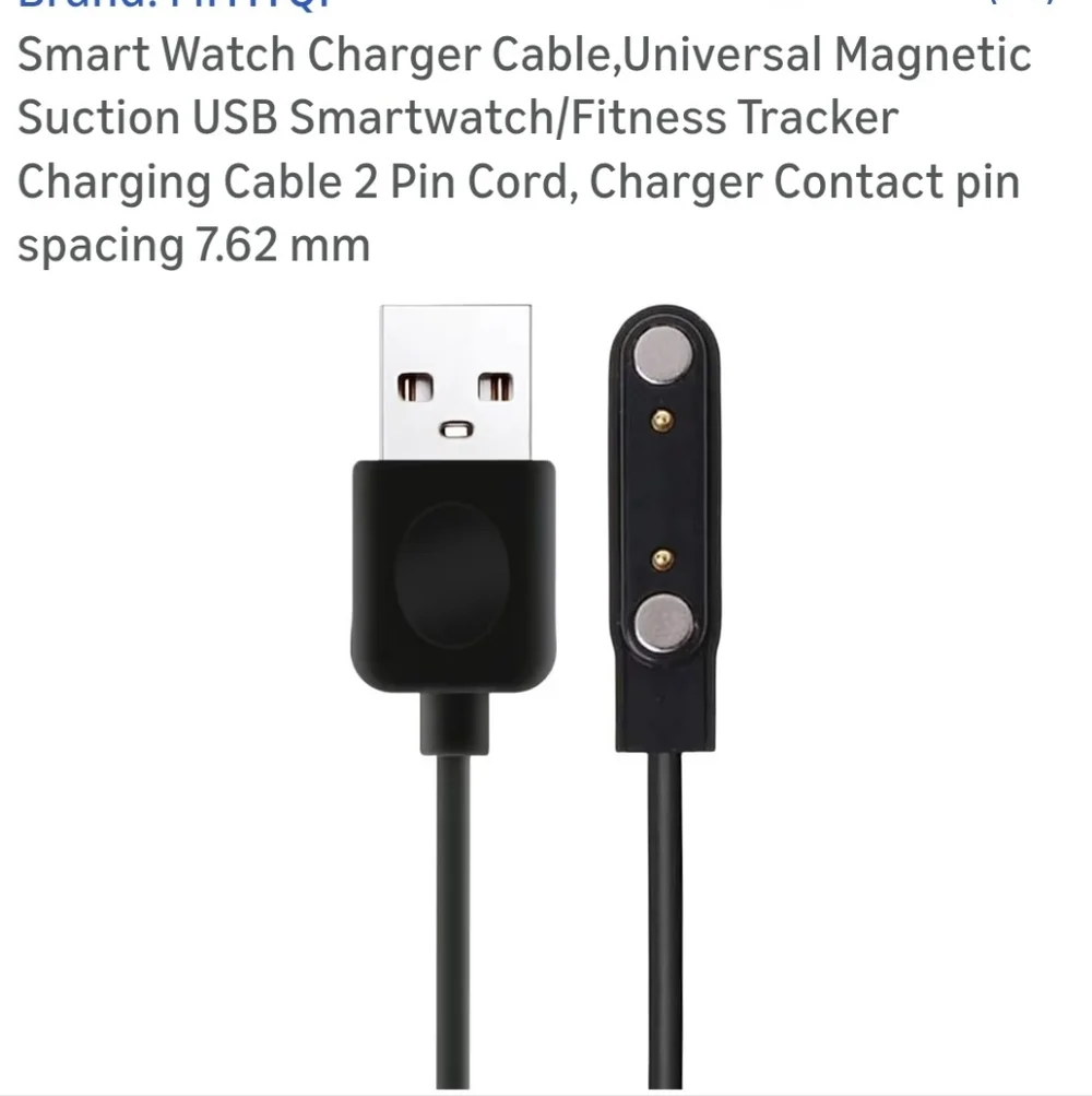 Universal Magnetic Black Smartwatch Charger Cable